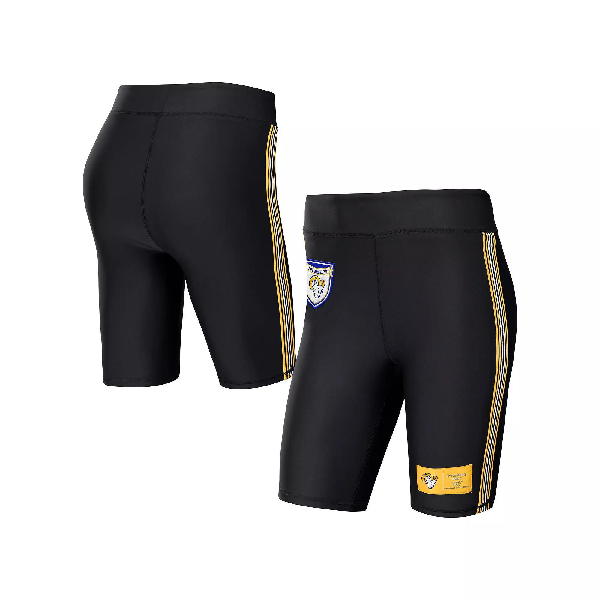 Women's WEAR by Erin Andrews Black Los Angeles Rams Biker Shorts, Size: Large Product Image