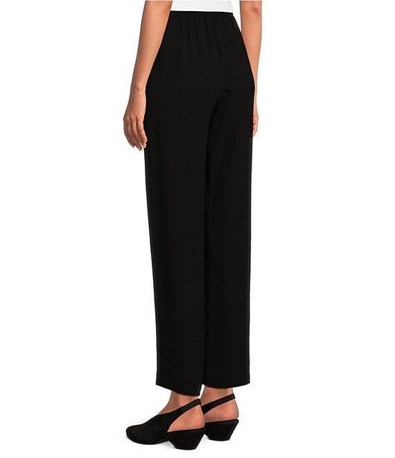 Eileen Fisher Petite Size Silk Straight Leg Pull-On Ankle Pants Product Image