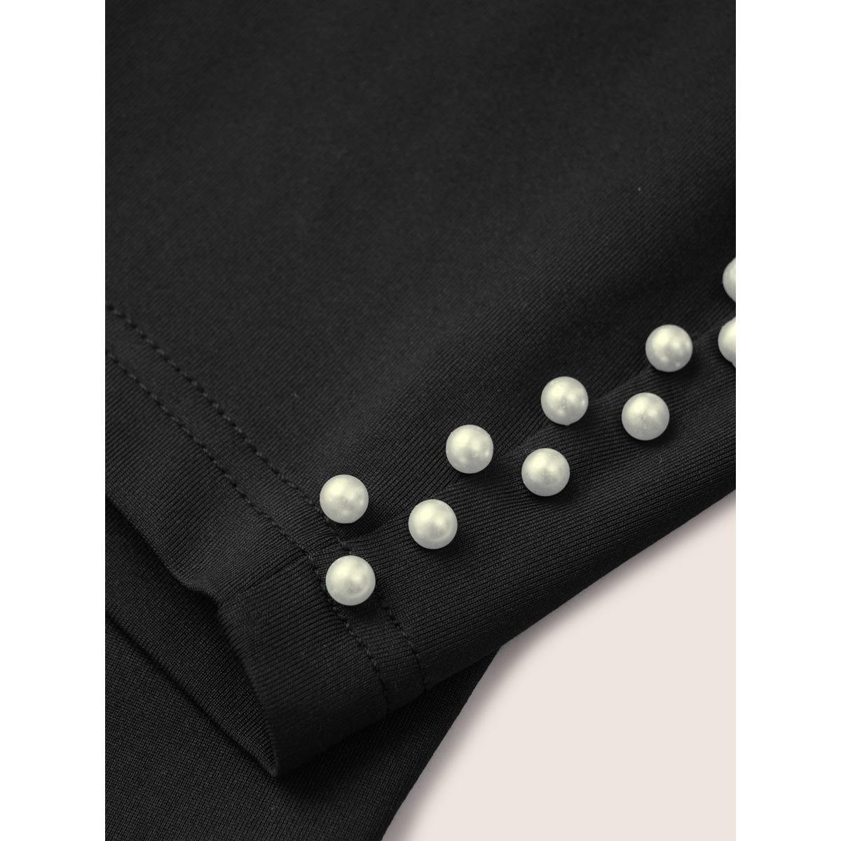 Plus Size Pearl Beaded High Rise Skinny Leggings Women Black Elegant High stretch Skinny High Rise Everyday Leggings BloomChic 22-24/3X Product Image