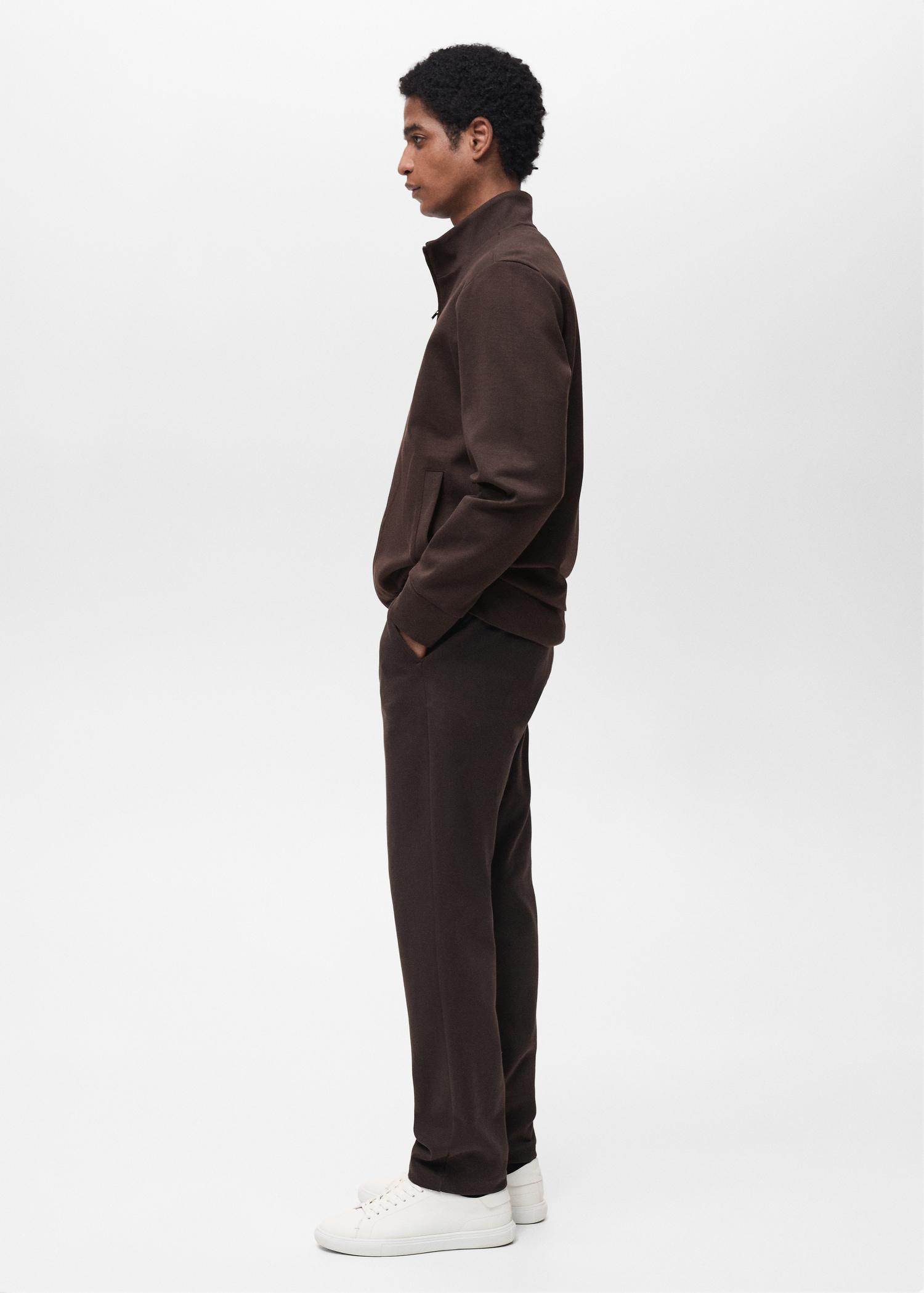 Cotton perkins-neck sweatshirt with zipper - Men | MANGO USA Product Image