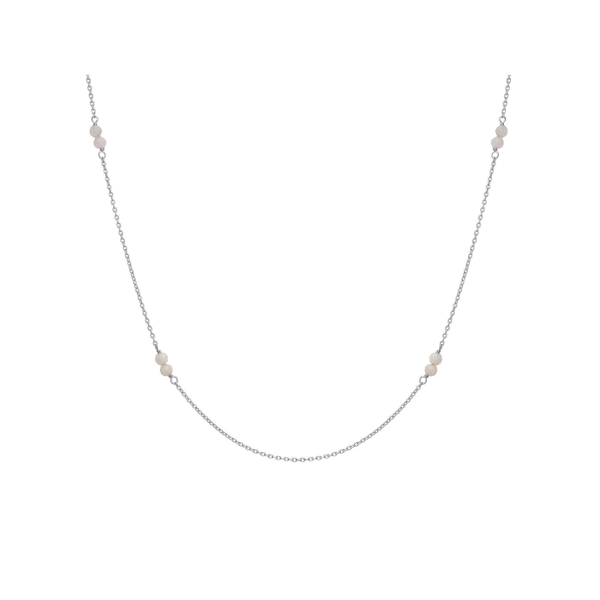 Gemistry Sterling Silver Gemstone Bead Station Necklace, Womens Black Spinel Product Image