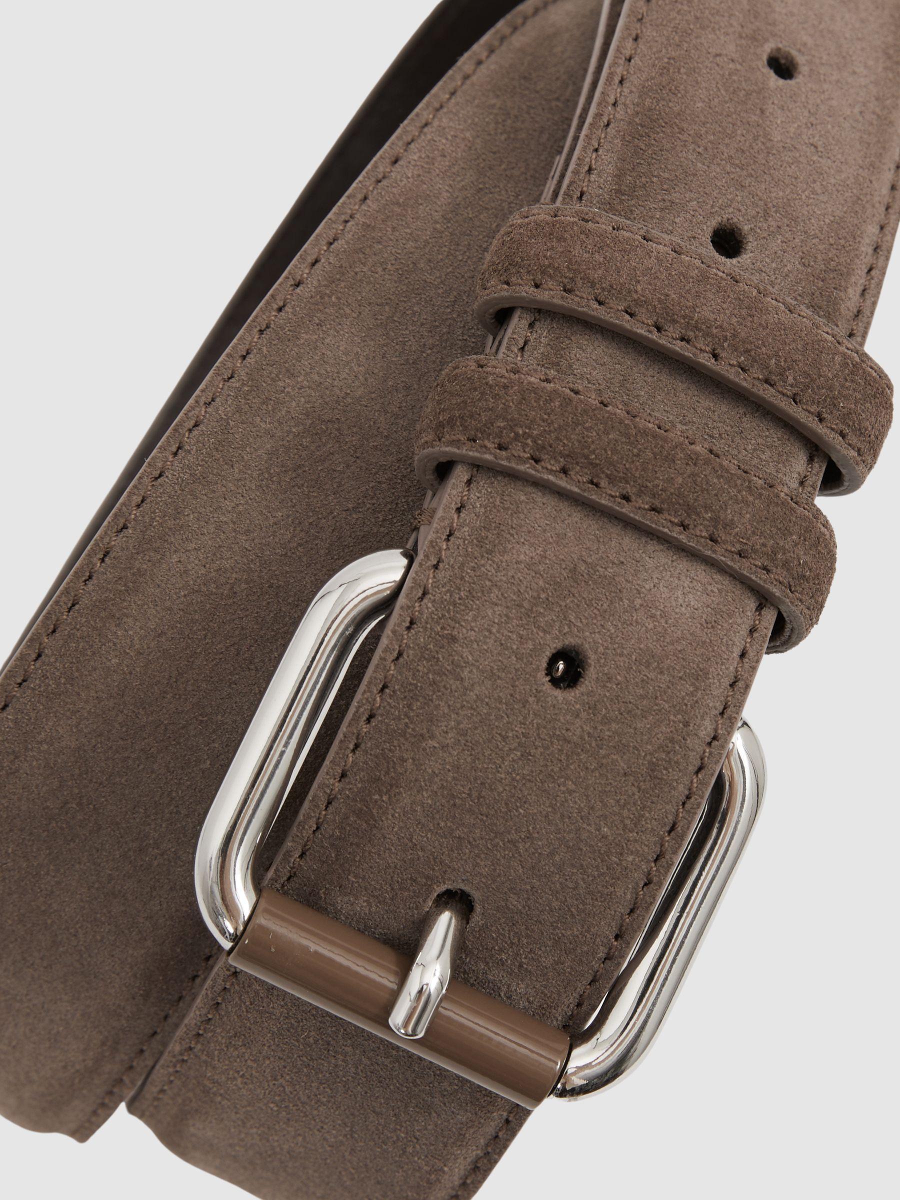 Suede Roller Bar Belt in Taupe Brown Product Image