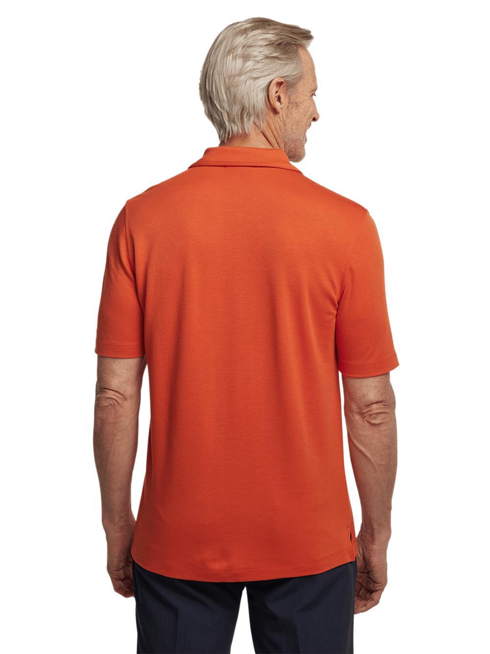 Lyocell Blend Quarter Zip Polo - Rust Product Image