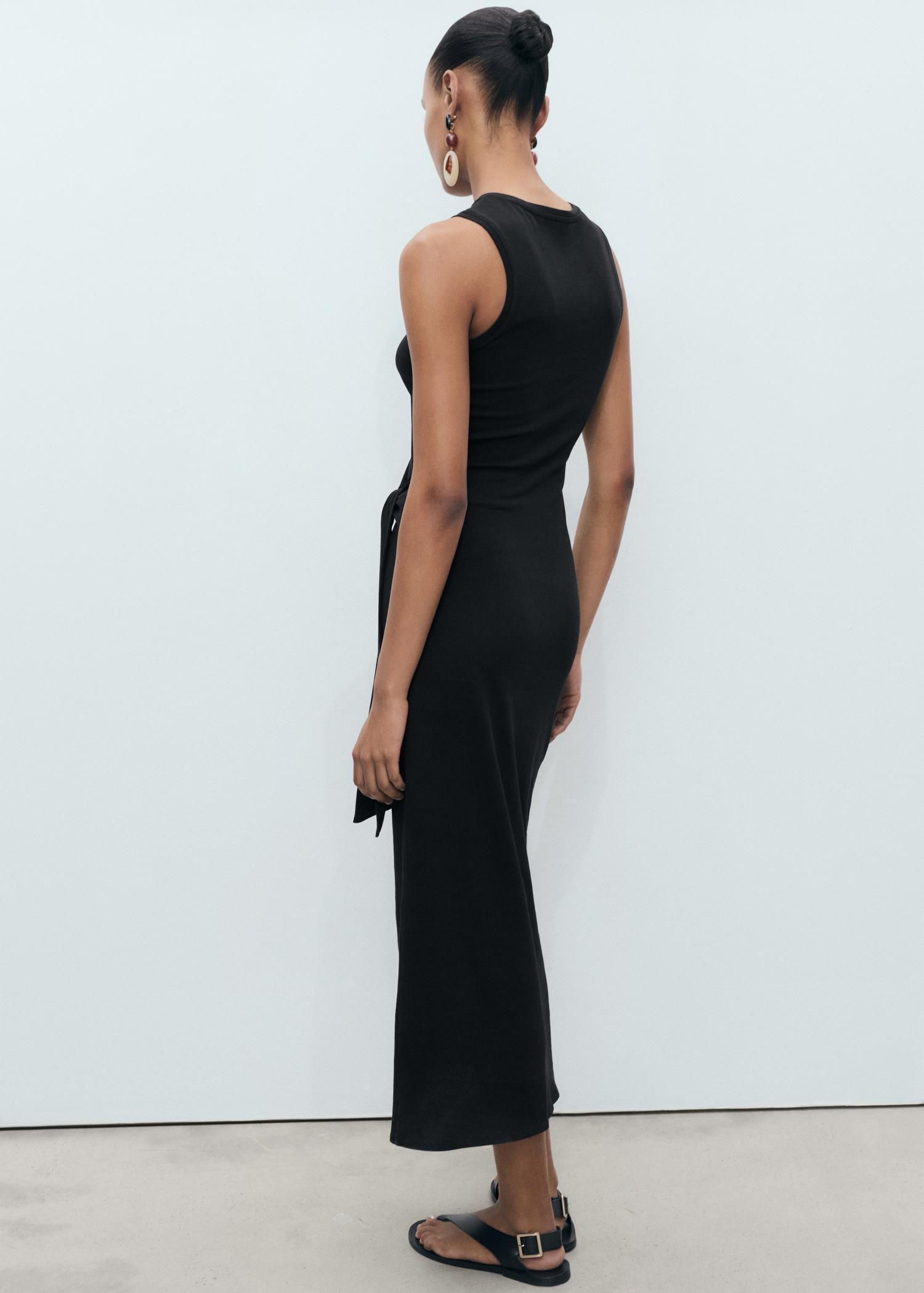 Cotton midi-dress with knot detail - Women | MANGO USA Product Image