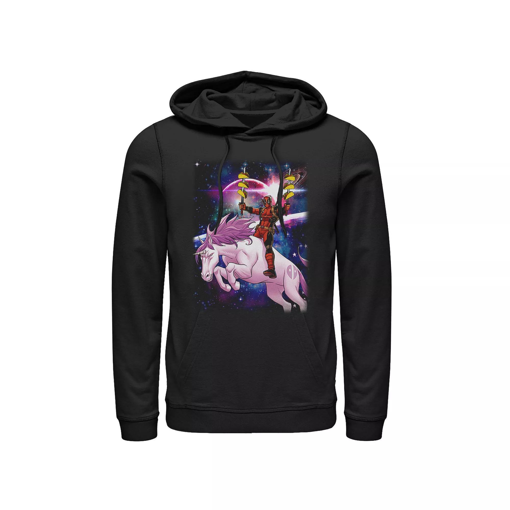 Men's Marvel Deadpool Space Unicorn Tacos Hoodie, Size: Medium, Black Product Image