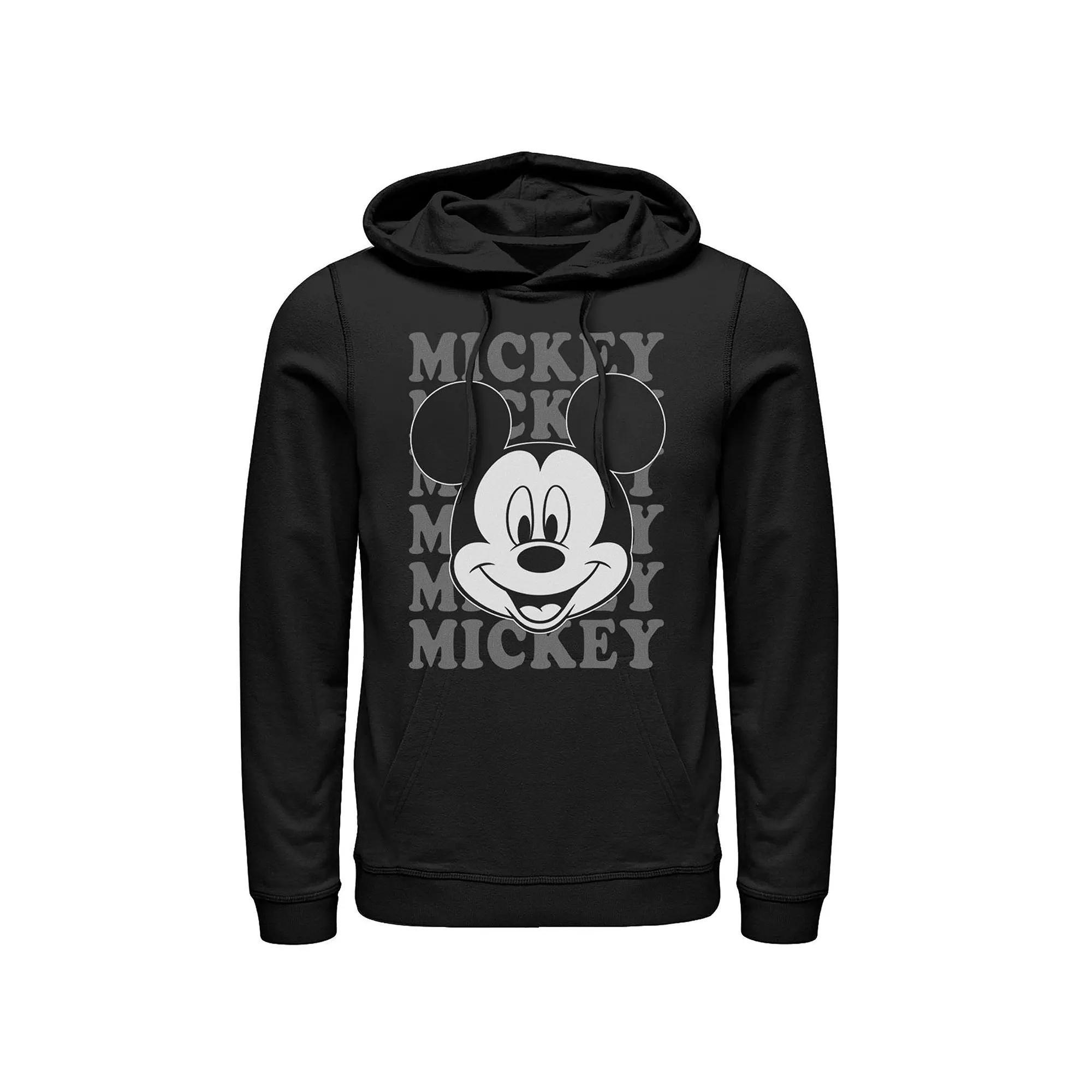 Men's Disney's Mickey Mouse Name Stack Portrait Hoodie, Size: XXL, Black Product Image