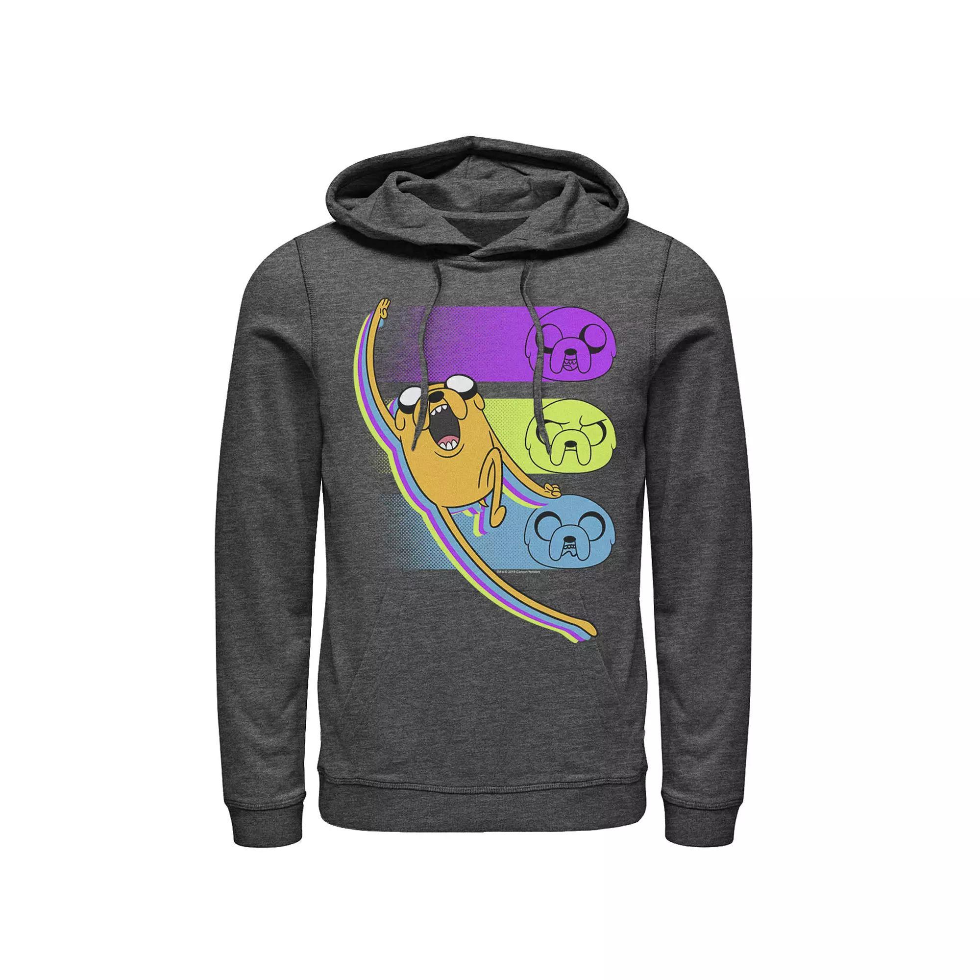 Men's Cartoon Network Adventure Time Jake Emotions Hoodie, Size: Medium, Athletic Grey Product Image