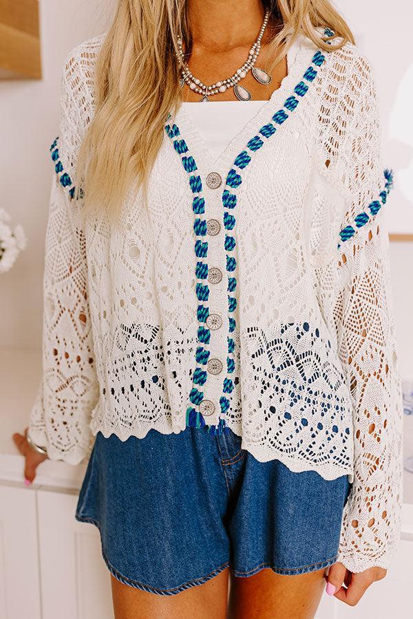 Boho Feeling Pointelle Knit Sweater in Cream Product Image