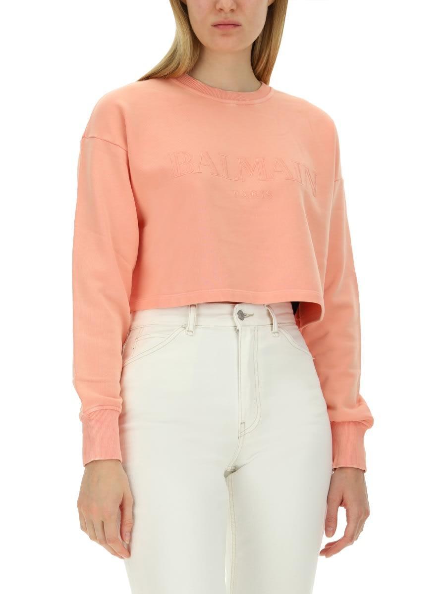 BALMAIN Sweatshirt With Logo In Pink Product Image