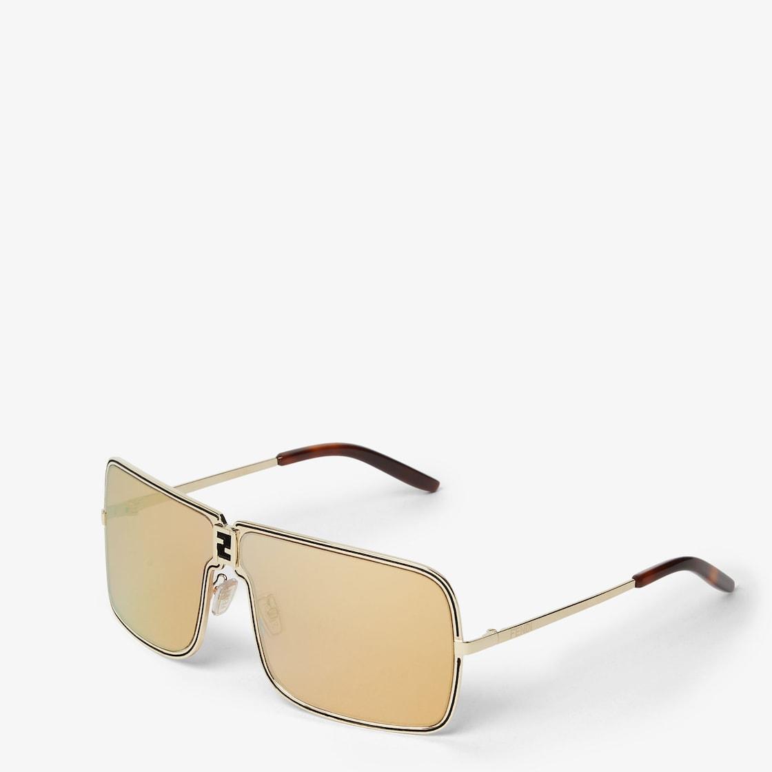 FendinessGold metal sunglasses with orange lenses with gold flash Product Image