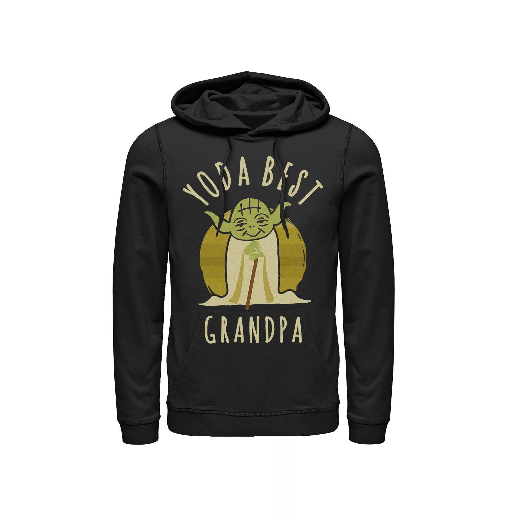 Men's Star Wars Yoda Best Grandpa Cartoon Yoda Hoodie, Size: Small, Blue Product Image