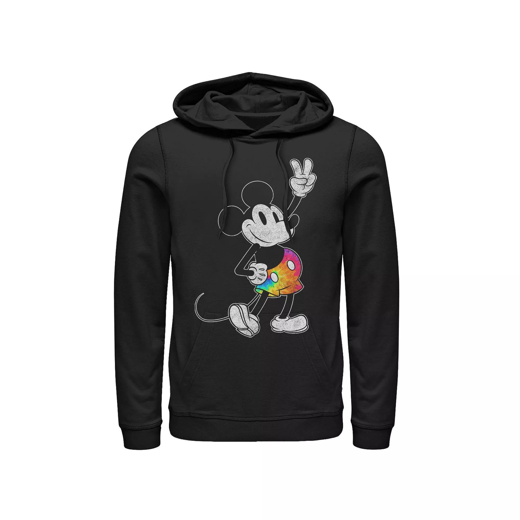 Disney's Mickey & Friends Mickey Men's Tie Dye Pants Portrait Hoodie, Size: Medium, Black Product Image