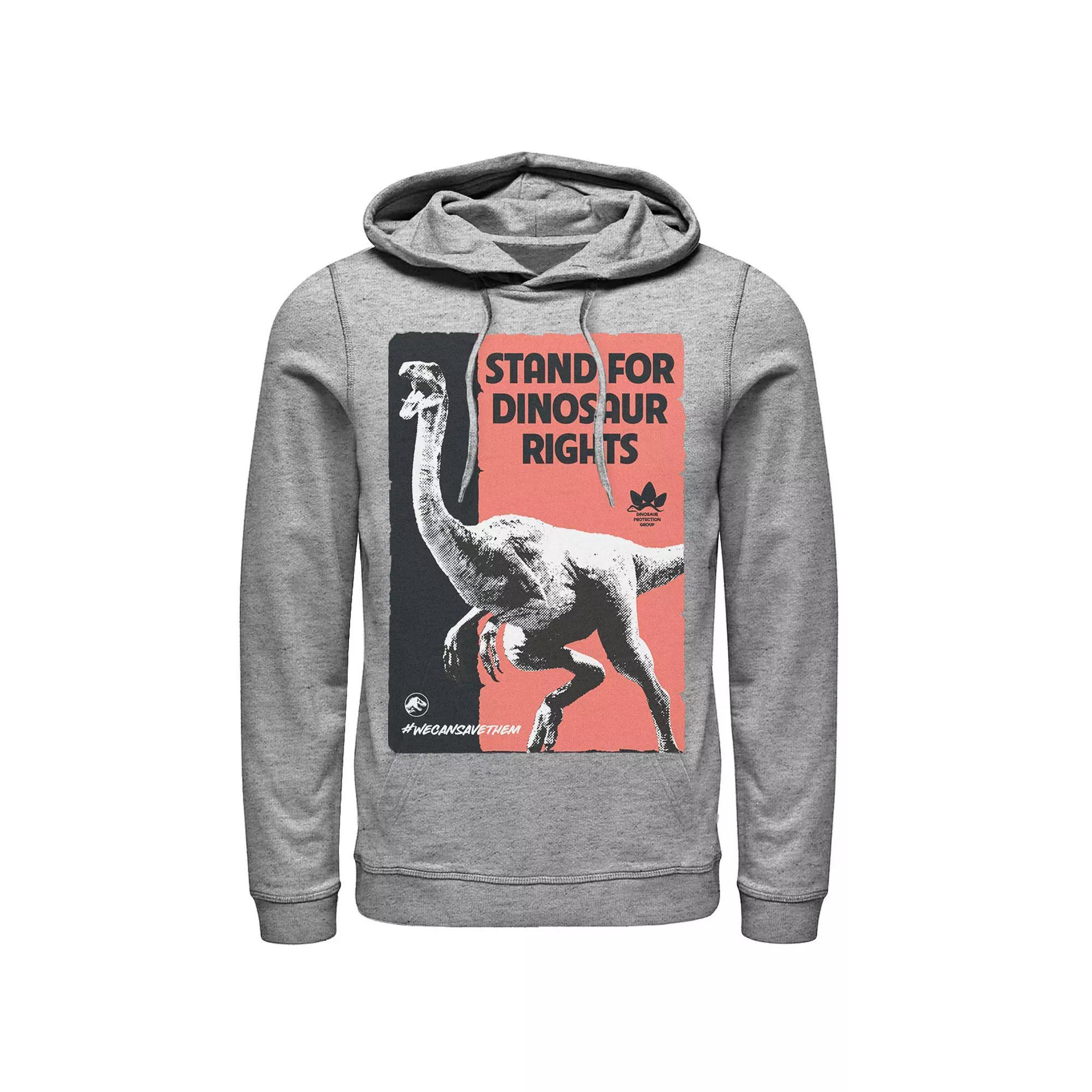 Men's Jurassic World Stand For Dinosaurs Poster Hoodie, Size: Small, Grey Heather Product Image