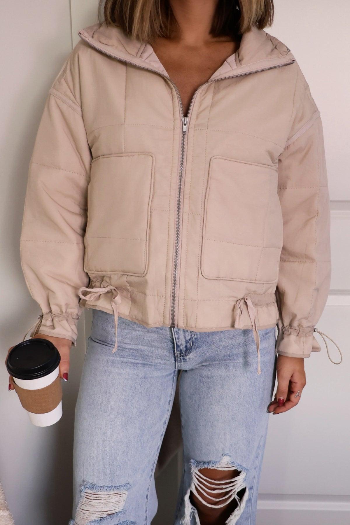 Chilly Vibes Bone Puffer Jacket - FINAL SALE Product Image