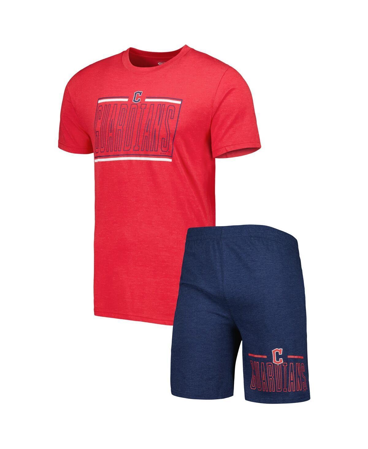 Men's Concepts Sport Navy/Red Cleveland Guardians Meter T-Shirt and Shorts Sleep Set, Size: XL, Grd Blue Product Image