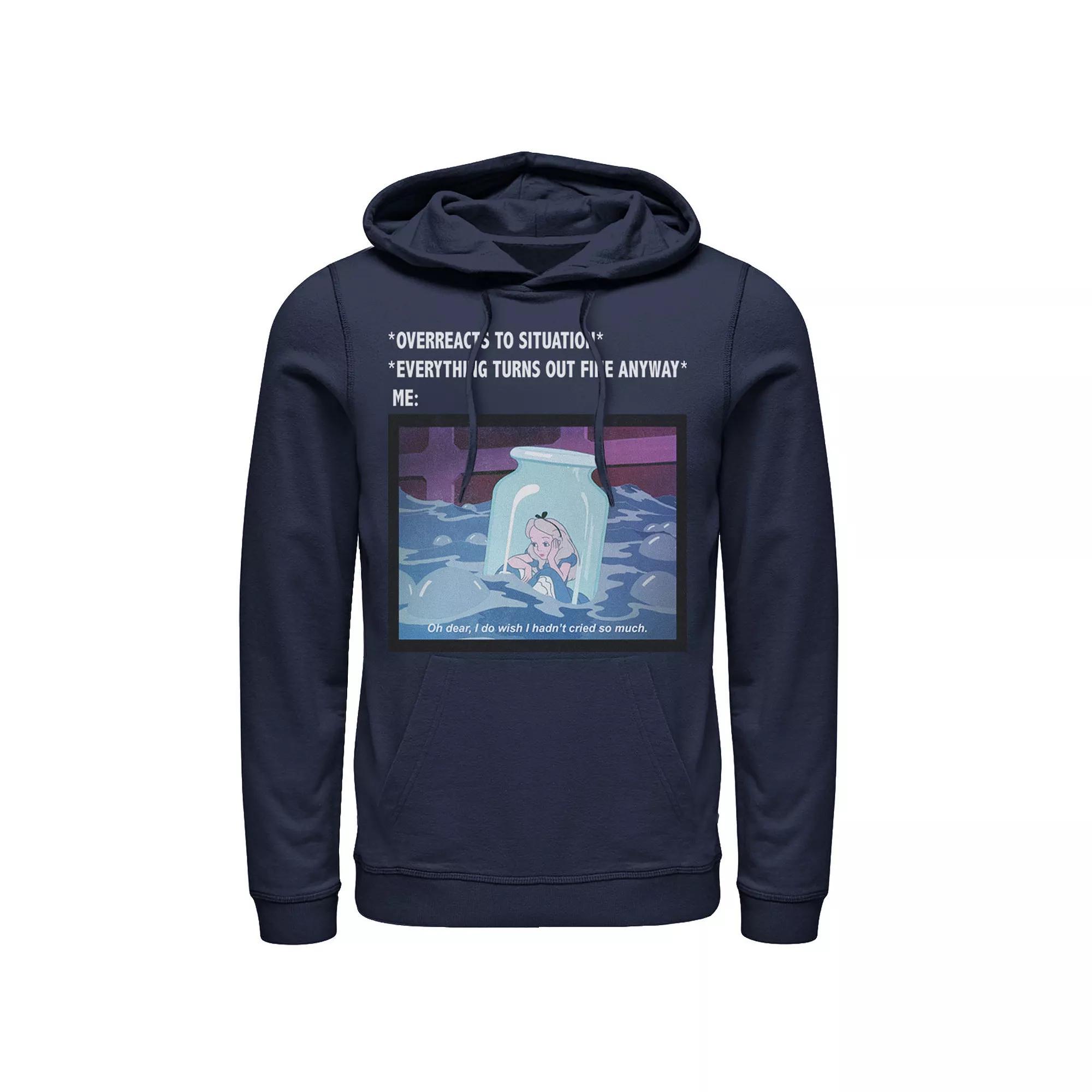 Disney's Alice In Wonderland Men's Overreacts To Situation Meme Hoodie, Size: Small, Blue Product Image