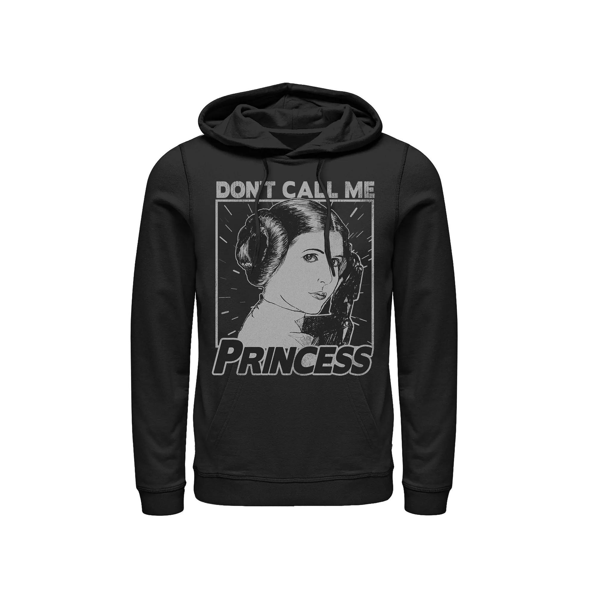 Men's Star Wars Princess Leia Don't Call Me Princess Portrait Hoodie, Size: Small, Black Product Image