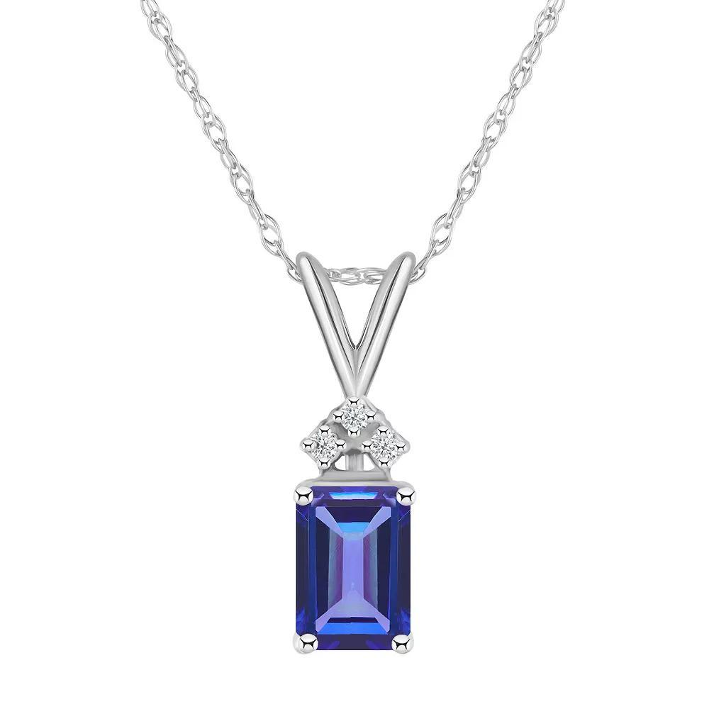 Celebration Gems 14k Gold Emerald Cut Tanzanite & Diamond Accent Pendant Necklace, Women's, Size: 18", 14k Whgold Product Image