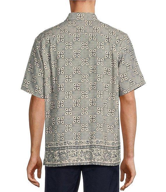 Roundtree & Yorke Short Sleeve Border Print Polynosic Sport Shirt Product Image