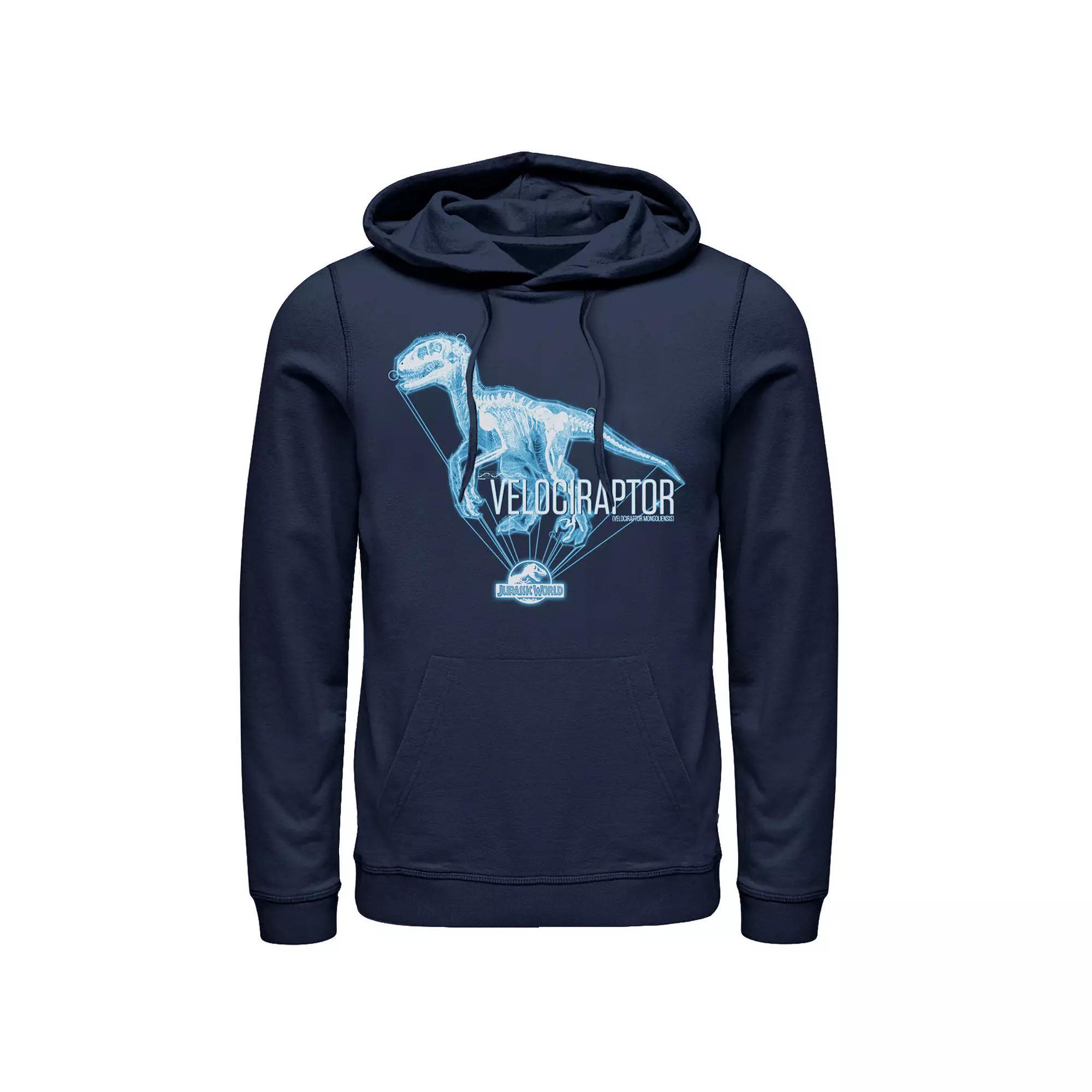 Men's Jurassic World Velociraptor Hologram Title Logo Hoodie, Size: 3XL, Black Product Image
