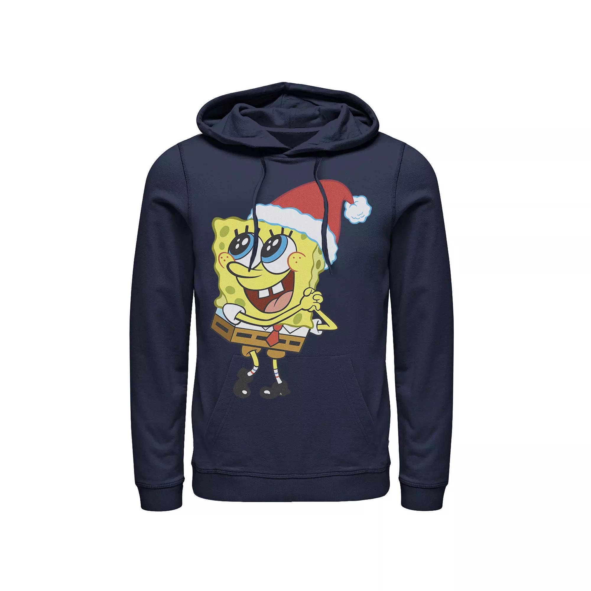 Men's Nickelodeon SpongeBob SquarePants Santa Hat Hoodie, Size: Large, Blue Product Image