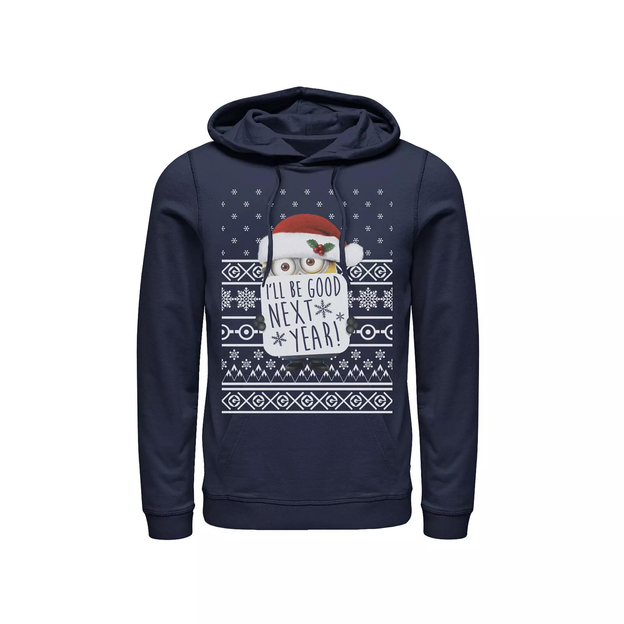 Men's Despicable Me Minions I'll Be Good Next Year Hoodie, Size: 3XL, Blue Product Image