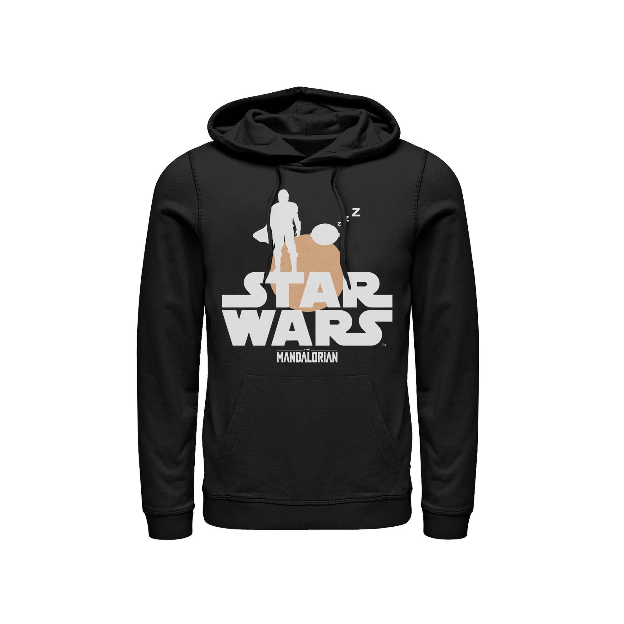 Men's Star Wars The Mandalorian The Child Sunset Silhouette Logo Hoodie, Size: Large, Black Product Image