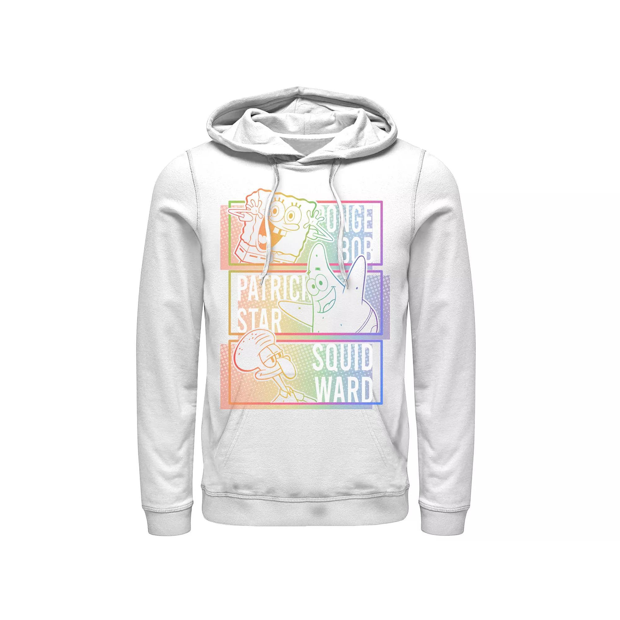 Men's Nickelodeon SpongeBob Patrick Squidward Rainbow Stack Hoodie, Size: Medium, White Product Image