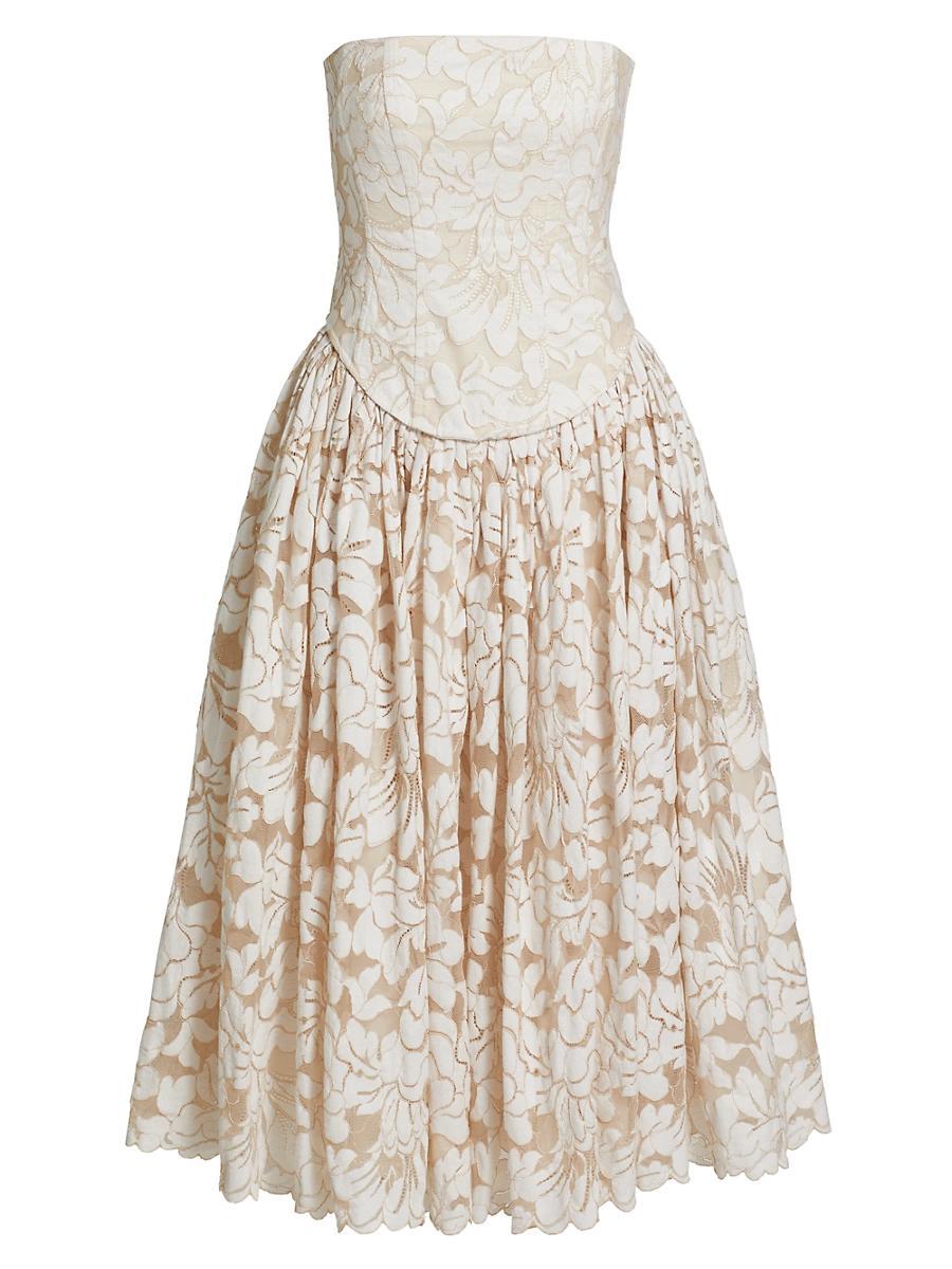 Womens Melody Floral Cotton-Blend Corset Midi-Dress Product Image