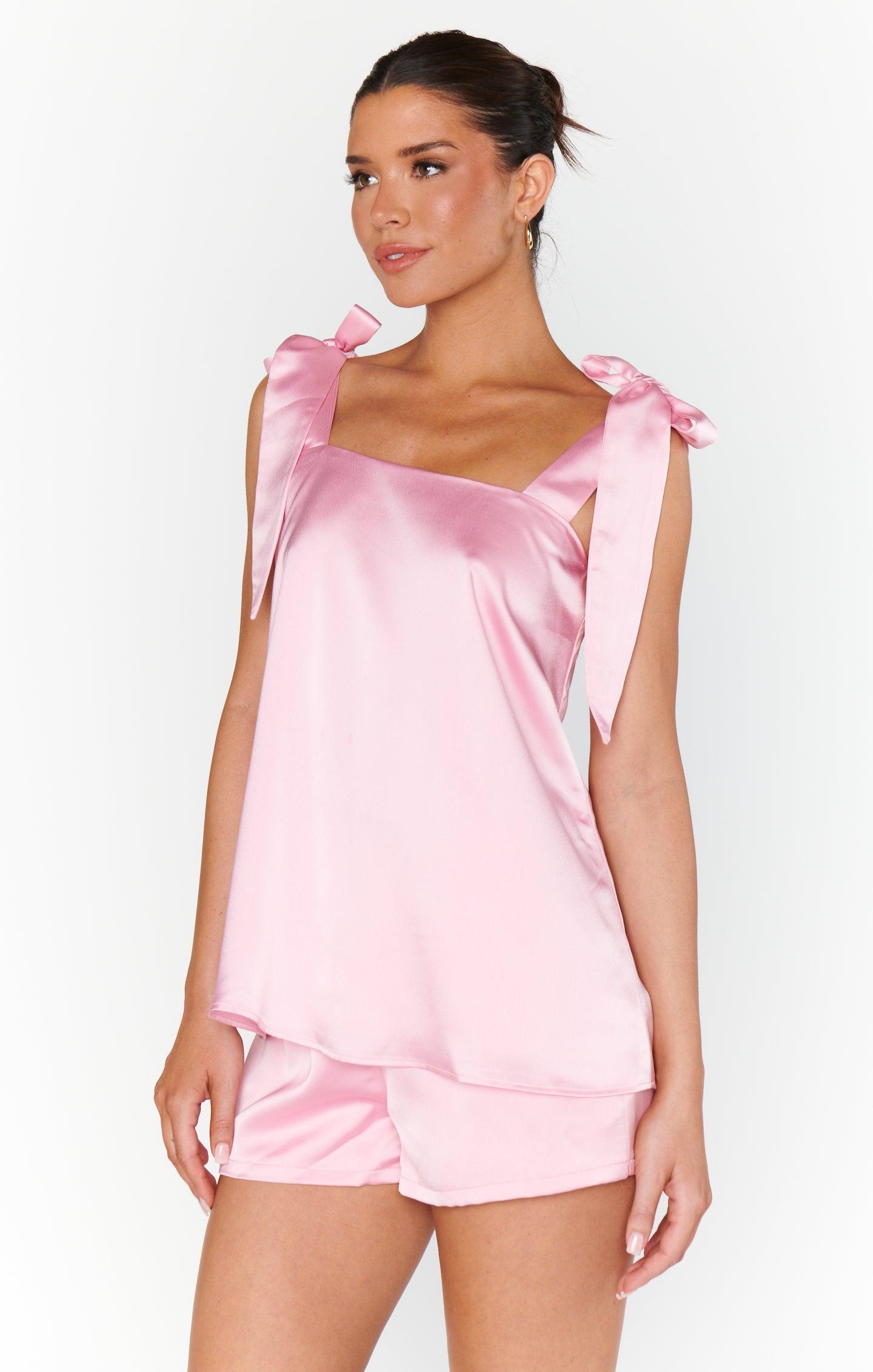 Glam Time Shorts ~ Light Pink Luxe Satin Product Image