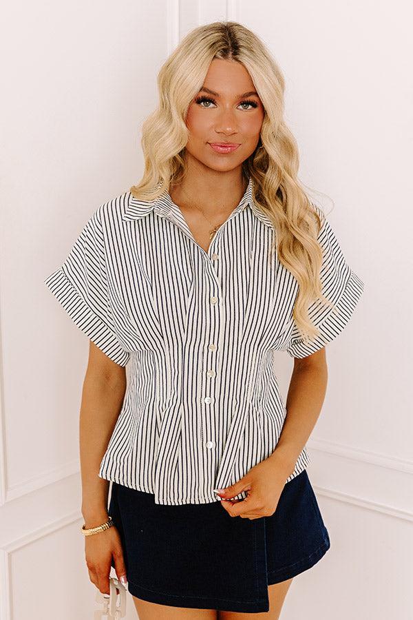 Kind Smile Seersucker Top in Navy Product Image