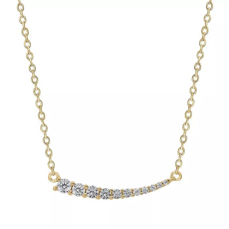 Irena Park Sterling Silver 1/4 Carat T.W. Diamond Crescent Necklace, Women's, Size: 18", Gold Tone White Product Image