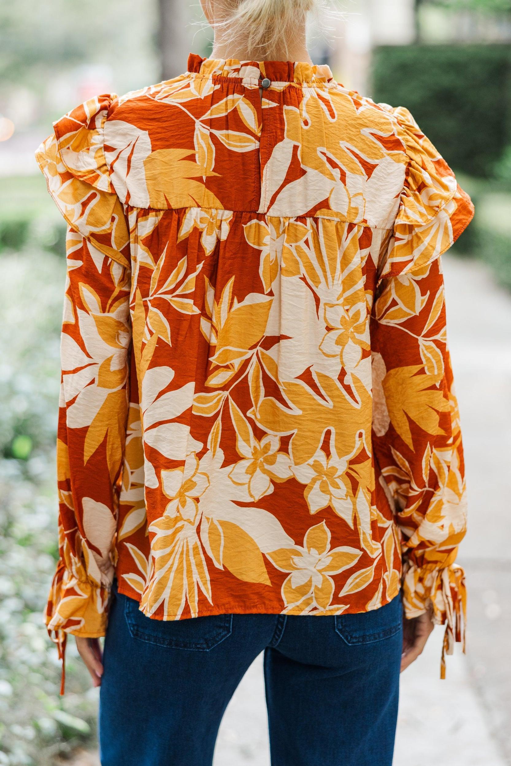 Back To Back Mustard Yellow Floral Blouse Female Product Image