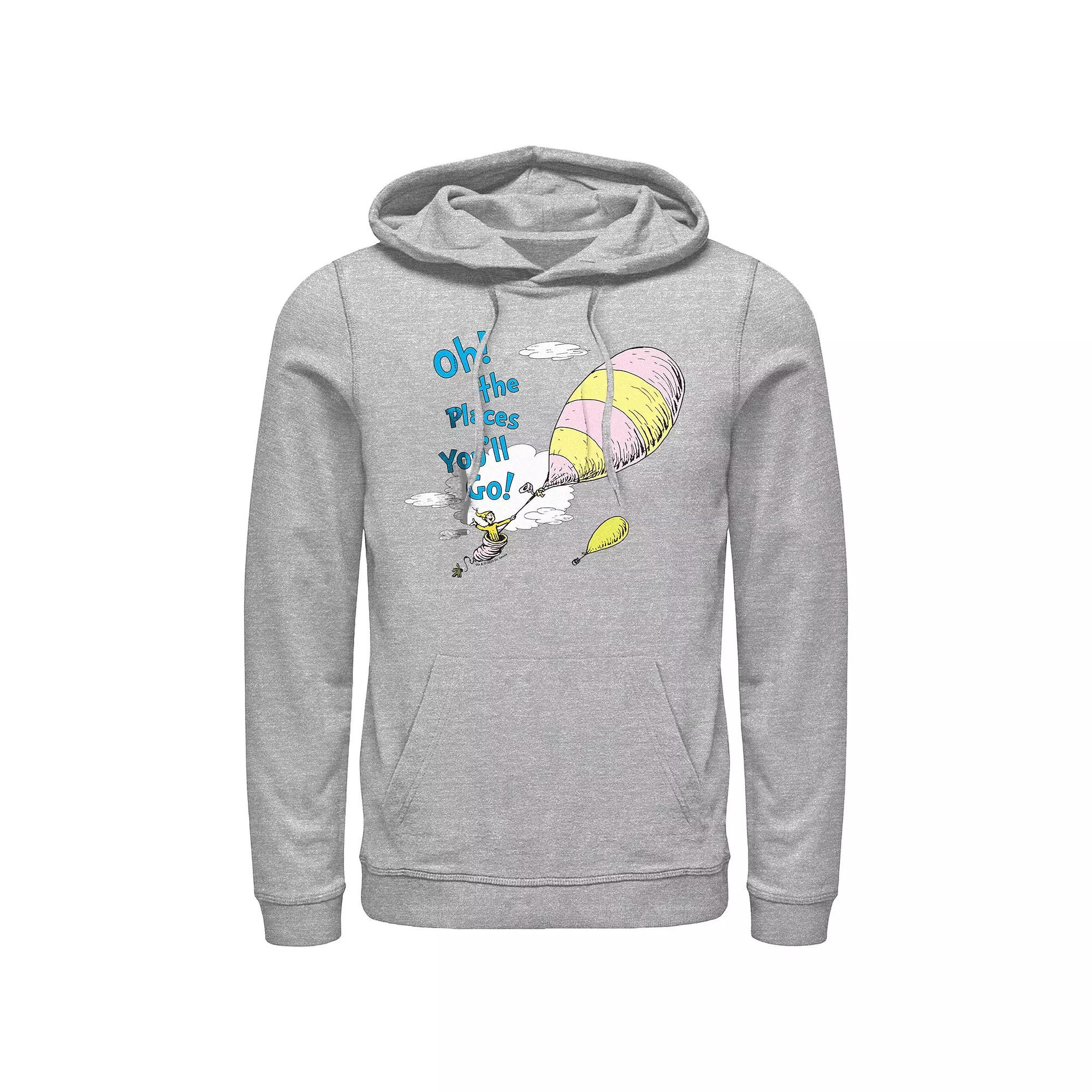 Men's Dr. Seuss Oh The Places You'll Go Graphic Hoodie, Size: Large, Athletic Grey Product Image