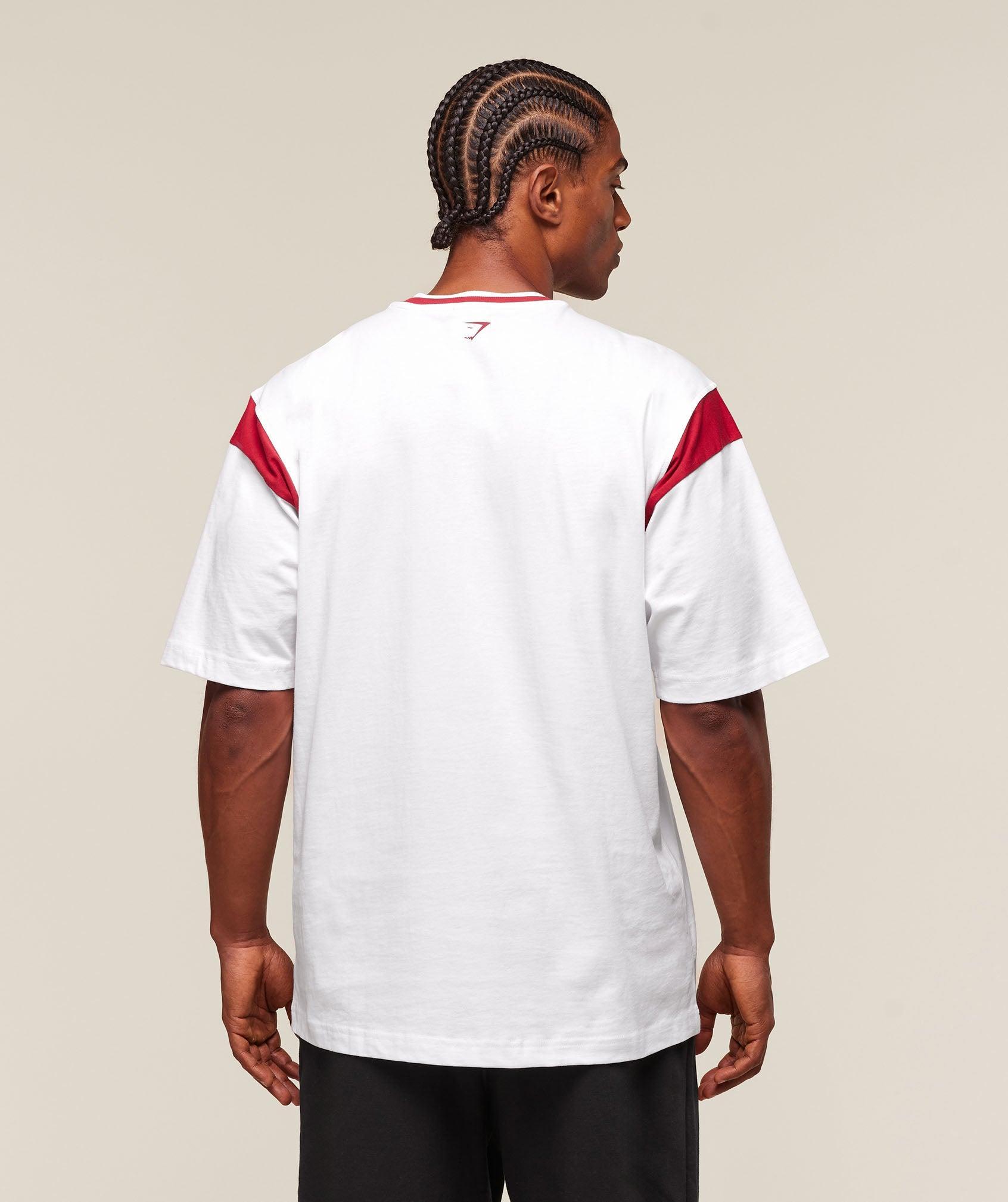 Gymshark GSLC Oversized T-Shirt - White/Conditioning Red Male Product Image