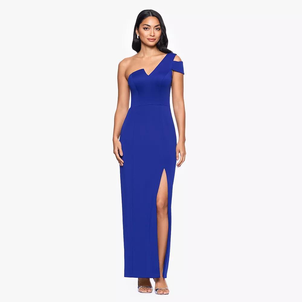 Women's BA Nites Long One Shoulder Dress, Size: 8, Marine Product Image