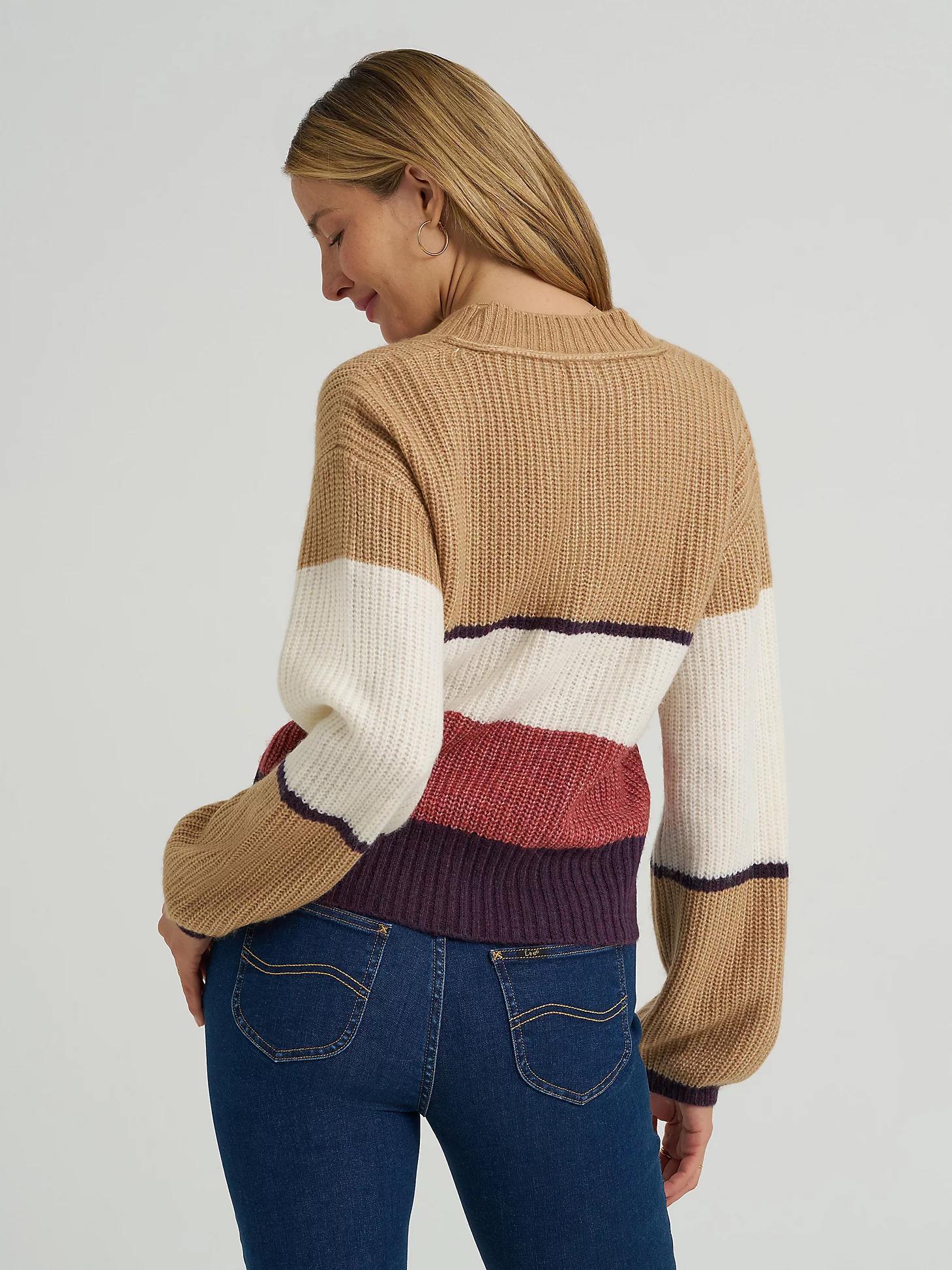 Women's Ribbed V-Neck Color Block Sweater | Women's Tops & Tees | Lee® Product Image