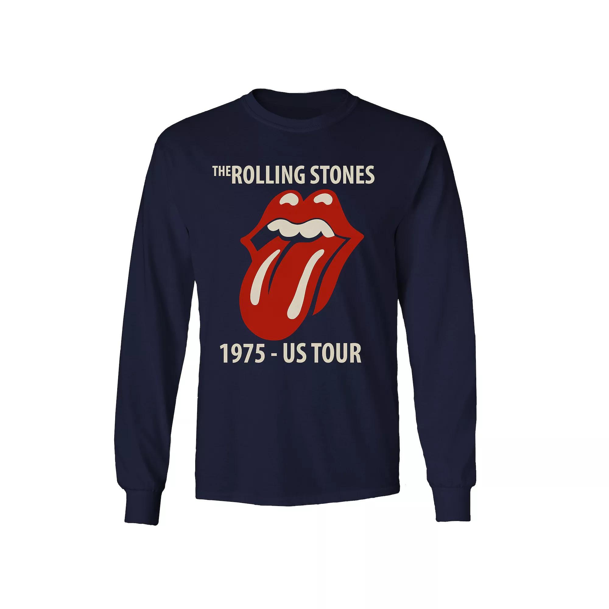 Men's Rolling Stones Tongue 75 Tour Long Sleeve, Size: XXL, Blue Product Image