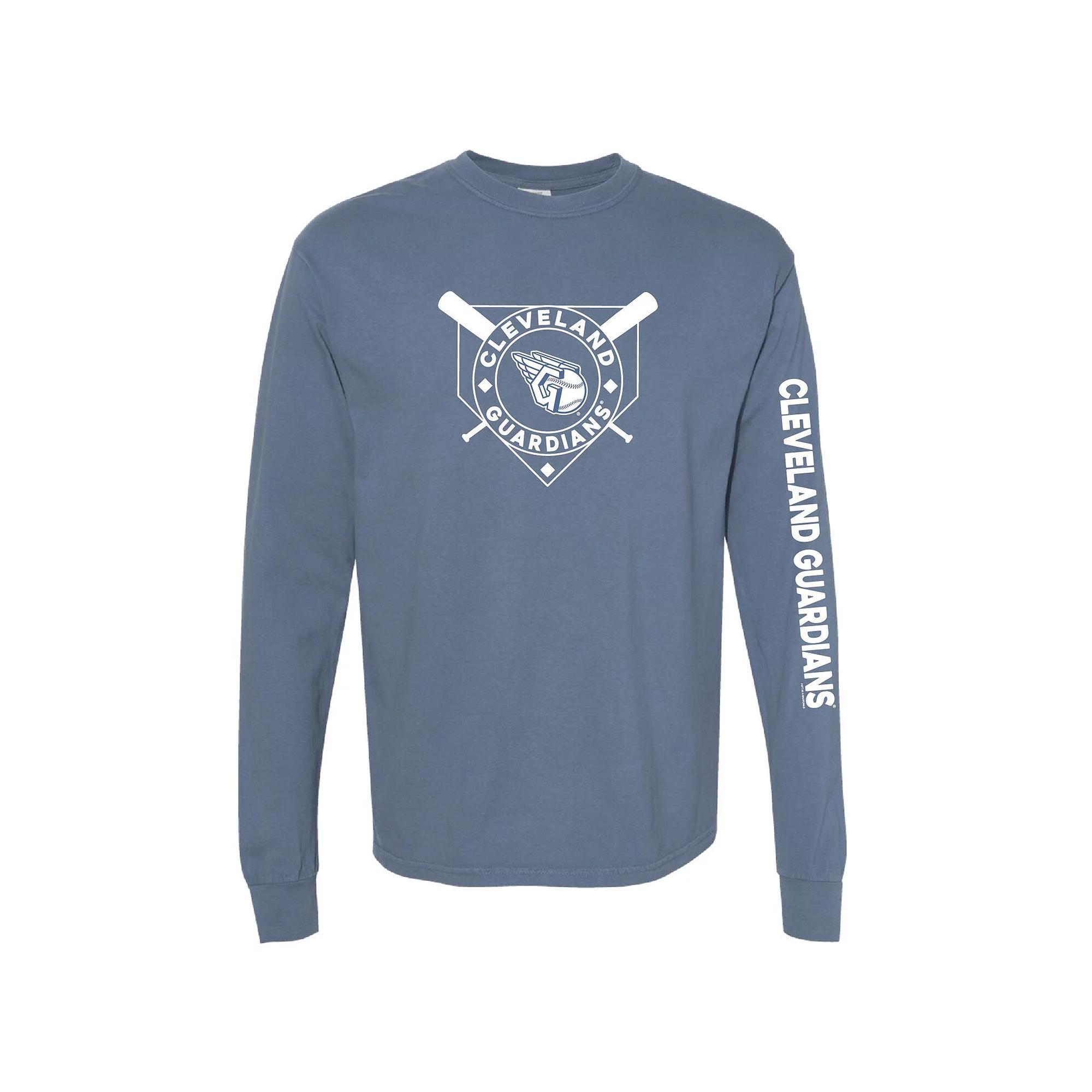 Womens Soft as a Grape Navy Cleveland Guardians Pigment Dye Long Sleeve T-Shirt Grd Blue Product Image