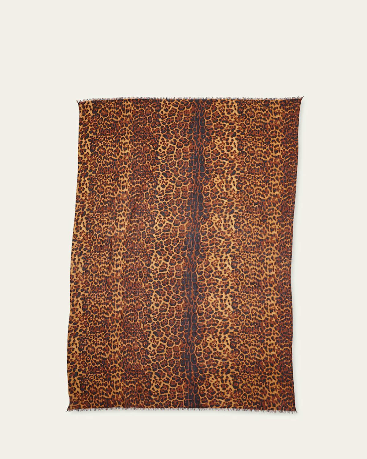 Lightweight Cashmere Leopard-Print Scarf Product Image