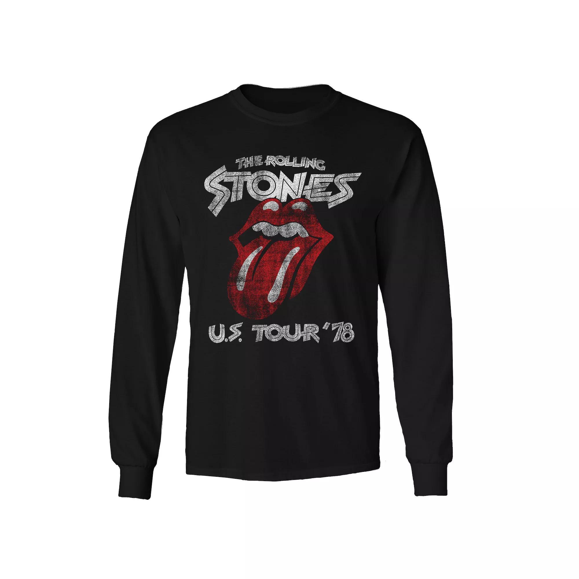 Men's Rolling Stones US Tour 78 Long Sleeve Tee, Size: XL, Black Product Image