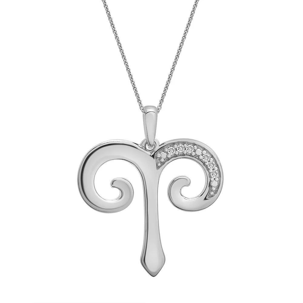Sterling Silver Diamond Accent Zodiac Sign Pendant Necklace, Women's, Size: 18", Aries Product Image