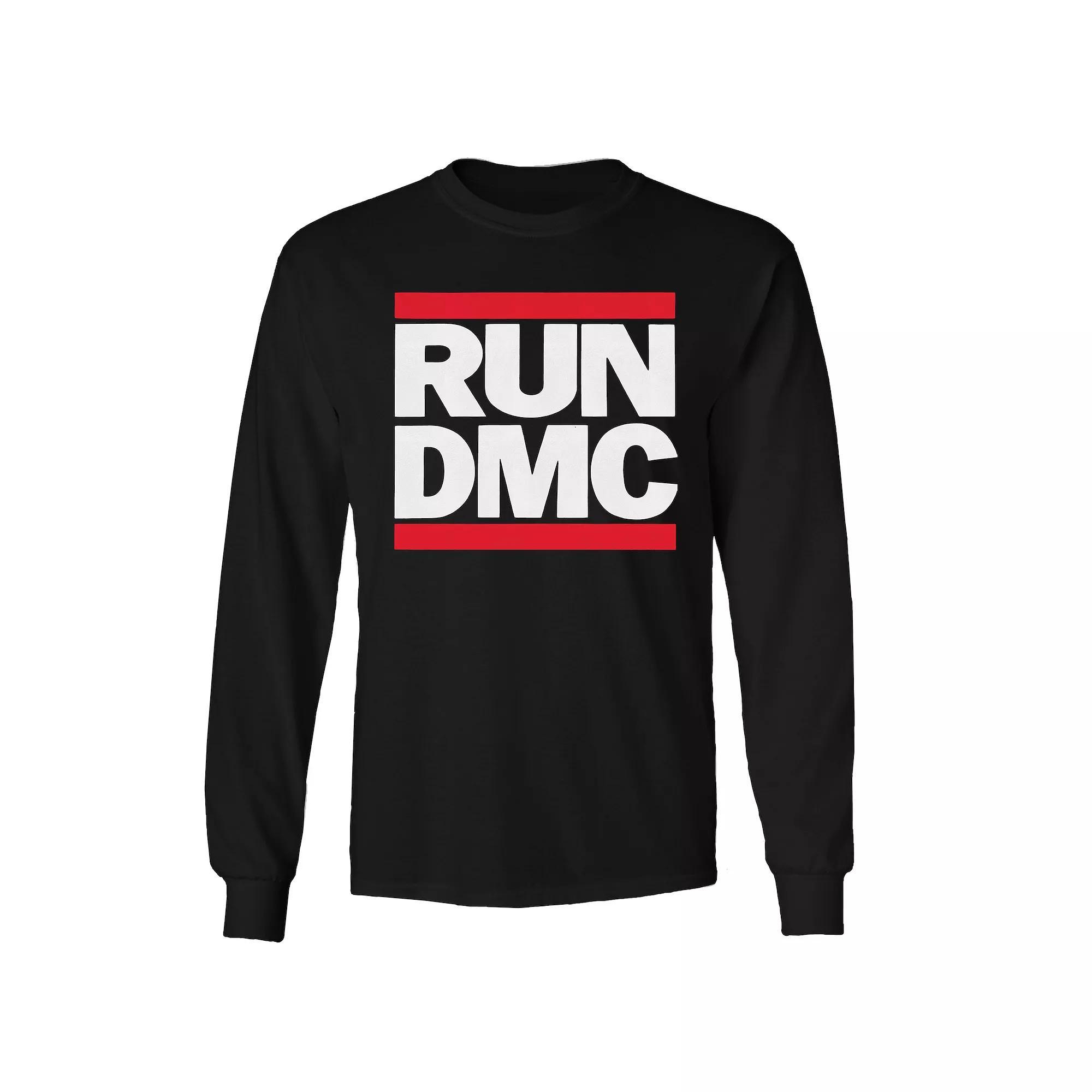Men's Run DMC Logo Long Sleeve Tee, Size: XL, Black Product Image