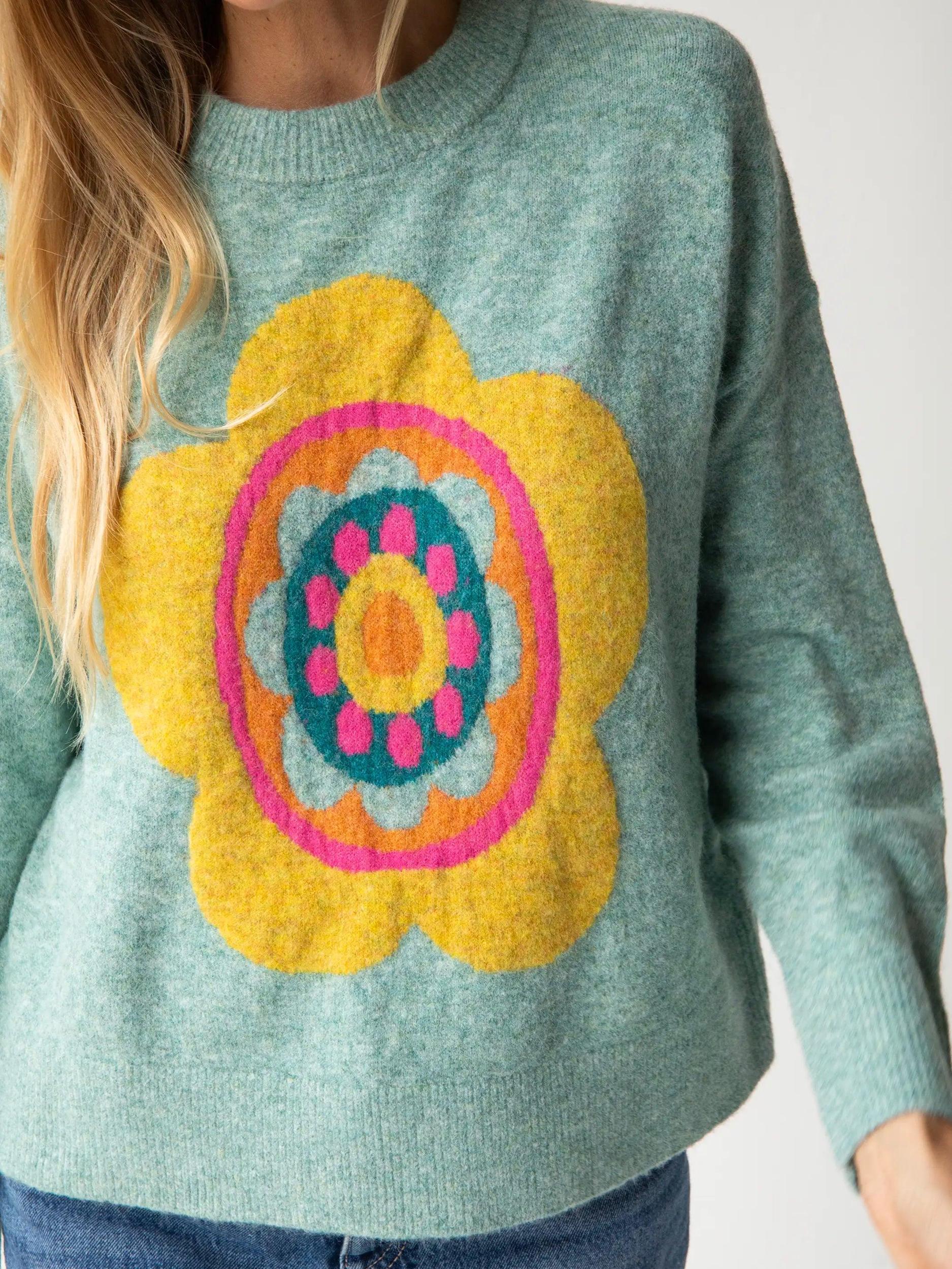 Everyone's Favorite Sweater - Light Blue Daisy Product Image