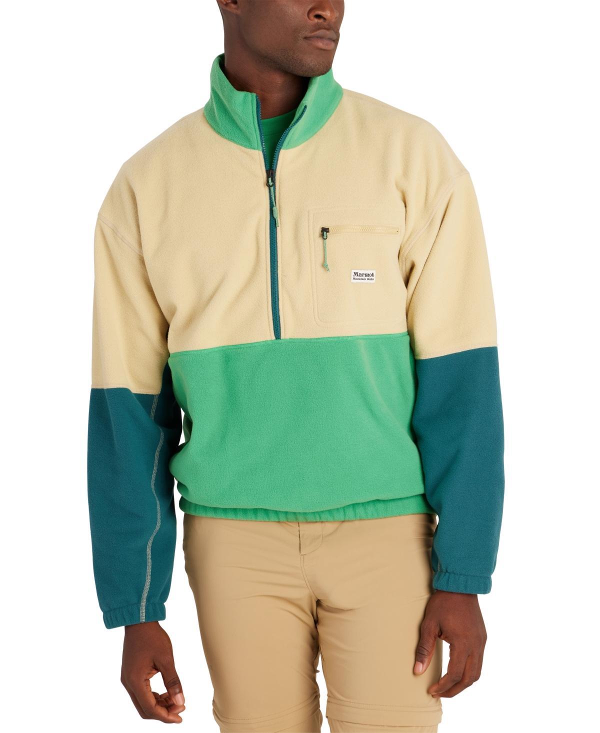 Marmot Mens Retro Rockin Colorblocked 1/2-Zip Sweatshirt - Light Oak/clover Product Image