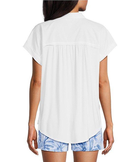Tommy Bahama Kauai Hybrid Solid Stretch Jersey Camp Collar Short Sleeve Button Front Shirt Product Image