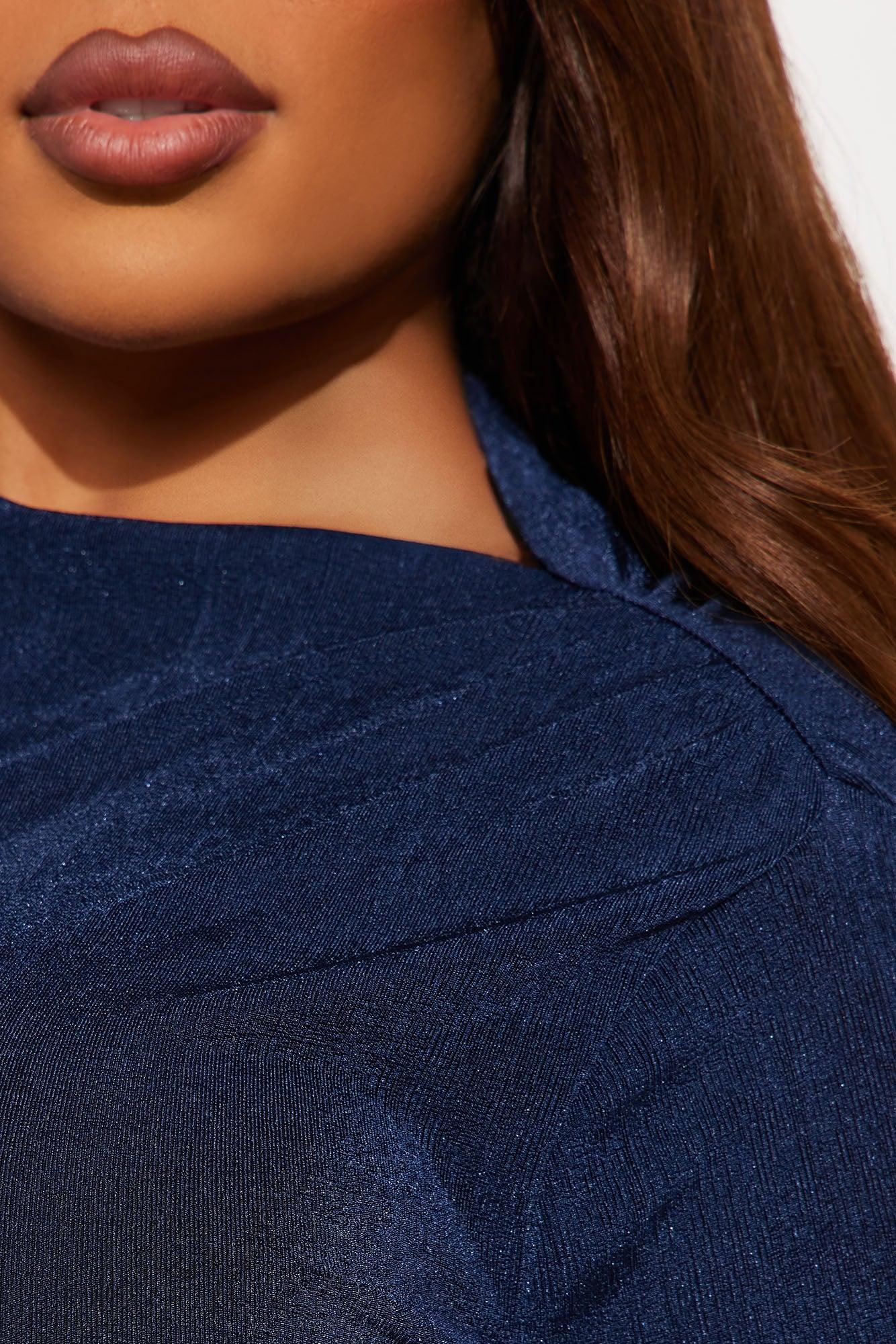 Nancy Long Sleeve High Neck Bodysuit - Navy Product Image