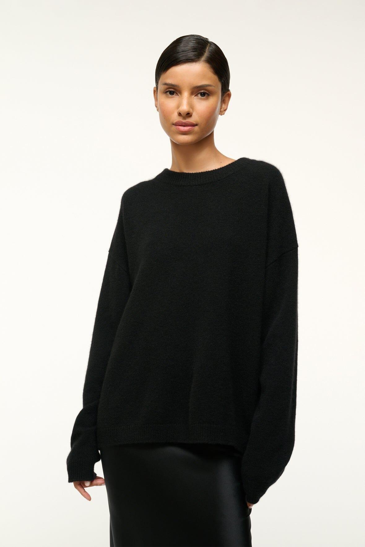 SERRANO CASHMERE RELAXED CREW | BLACK Product Image
