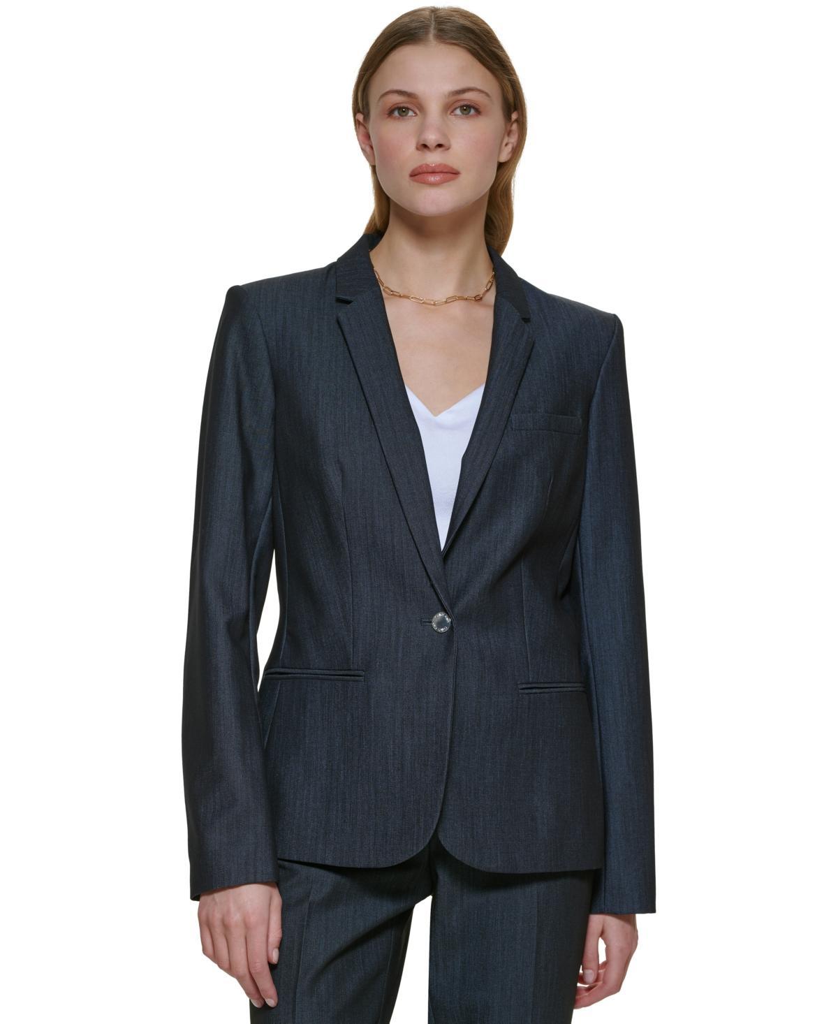 Calvin Klein One-Button Blazer, Regular and Petite Sizes Product Image