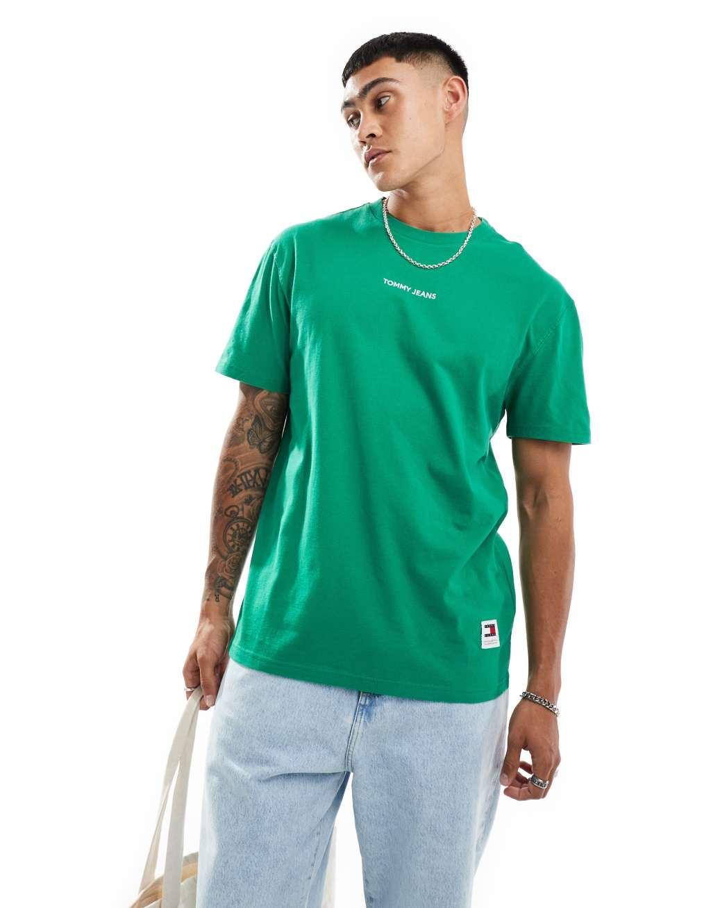 Tommy Jeans small logo t-shirt in green Product Image